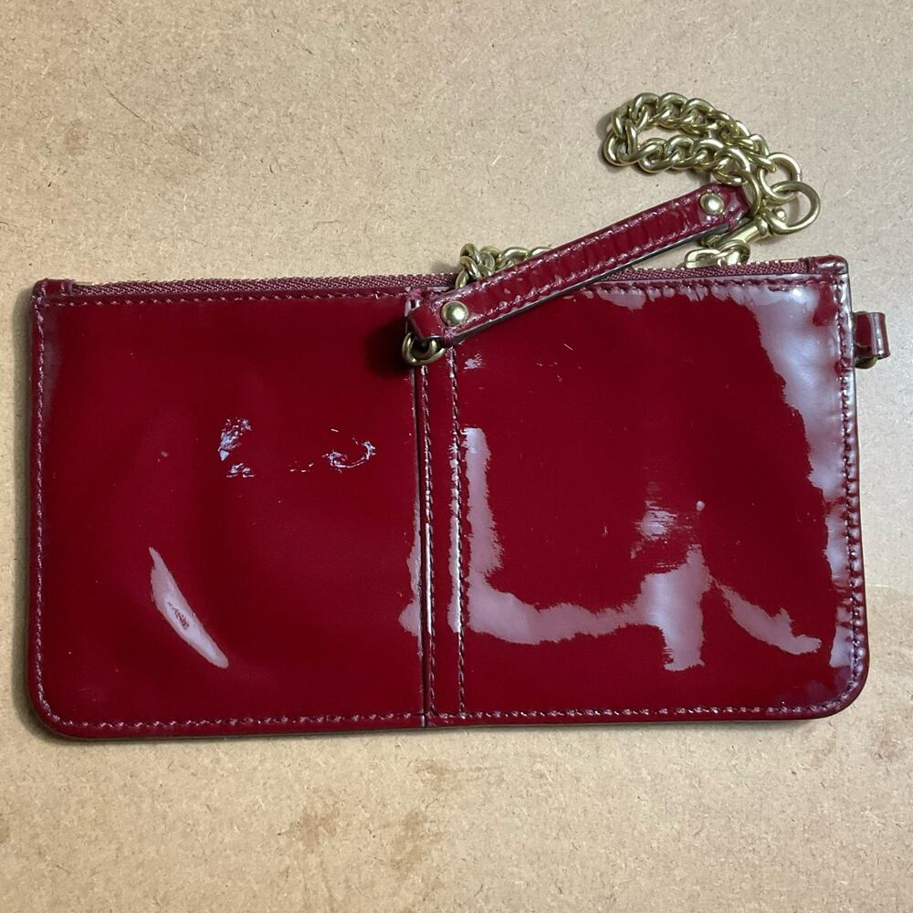Coach Wristlet Madison 49741 Patent Leather Clutch Red Crimson